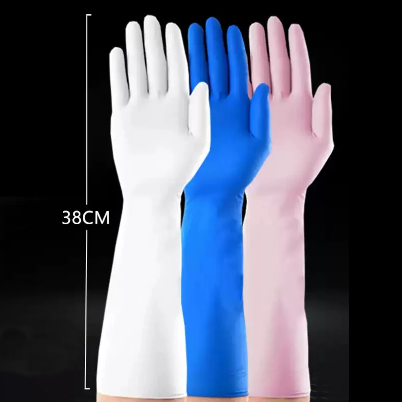 38cm Lab gloves chemical nitrile gloves acid and alkali resistant rubber latex waterproof disposable Lengthening gloves