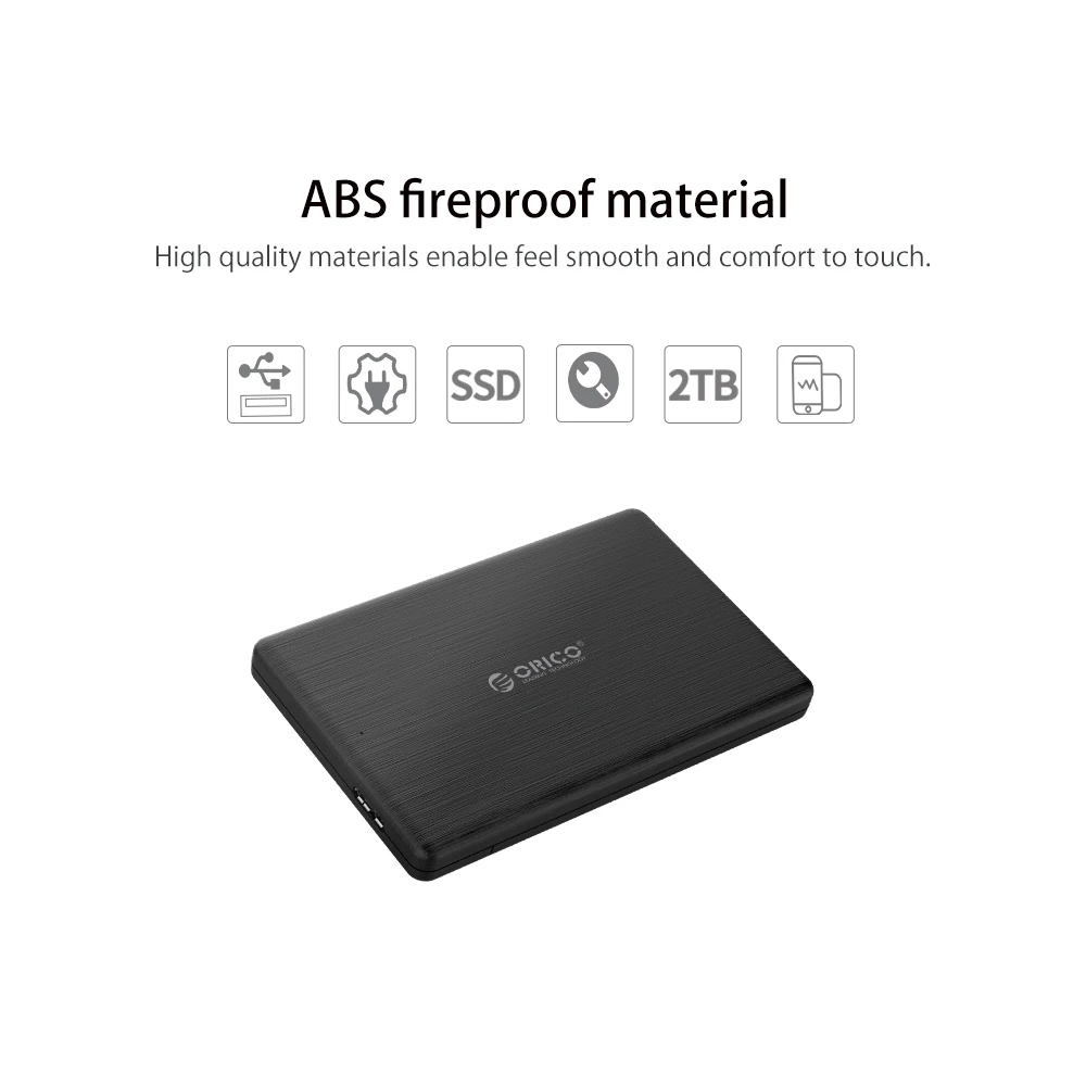 ORICO – boîtier pour disque dur externe 2.5 pouces SATA vers USB3.0 Micro B, pour 7mm SSD, supporte UASP 2578U3