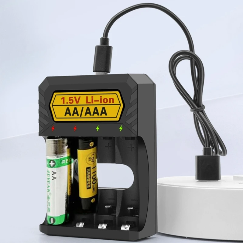 Type C Input 1.5V Lithium Battery Charger 4Slots For Rechargeable AA AAA Batteries Featuring Overcharge Protections
