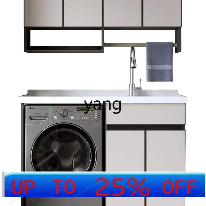 

LMM Quartz Stone Laundry Tub with Washboard Sun Protection Alumimum All-in-One Cabinet Custom Corner Cutting