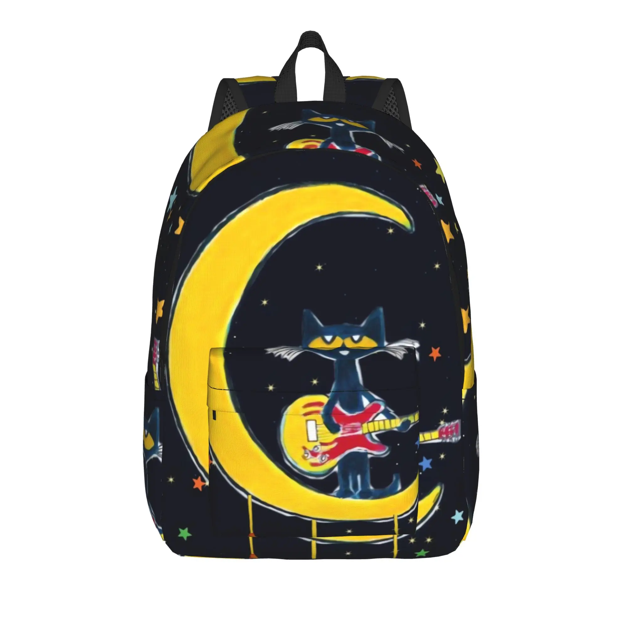 Pete the Cat and His White Shoes Backpack  Men Polyester Outdoor Style Backpacks Lightweight Style School Bags Rucksack