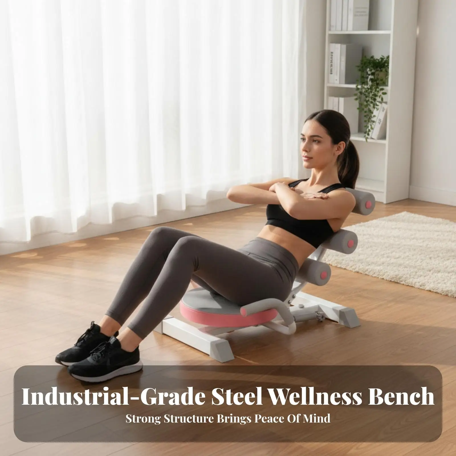 Abdominal Exercise Machine with Spring Mechanism Assisted Rebound Sit-up Machine Ab Core Developer with Padded Seat Low-Impact