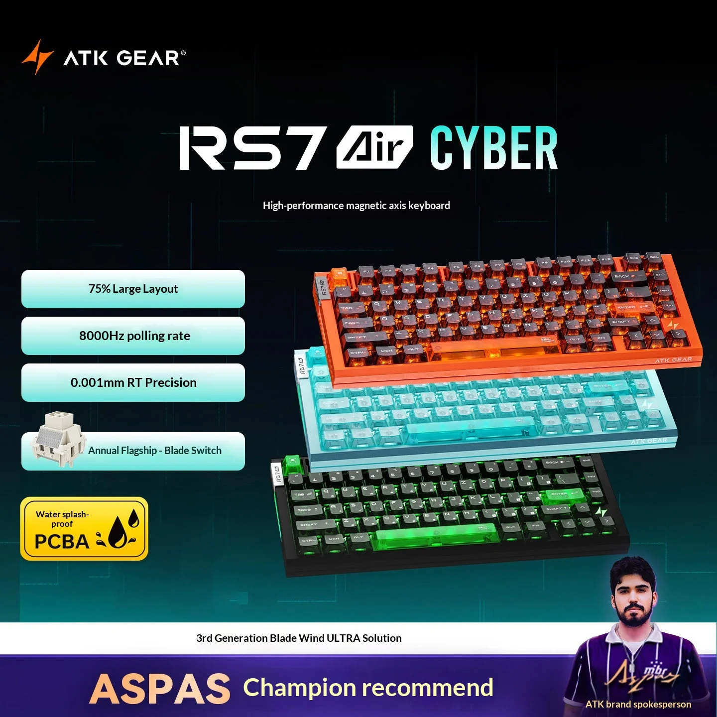 คีย์บอร์ด ATK RS7 Air Cyber Ma - Gaming Keyboard Hall Effect Switches บทวิจารณ์และราคา