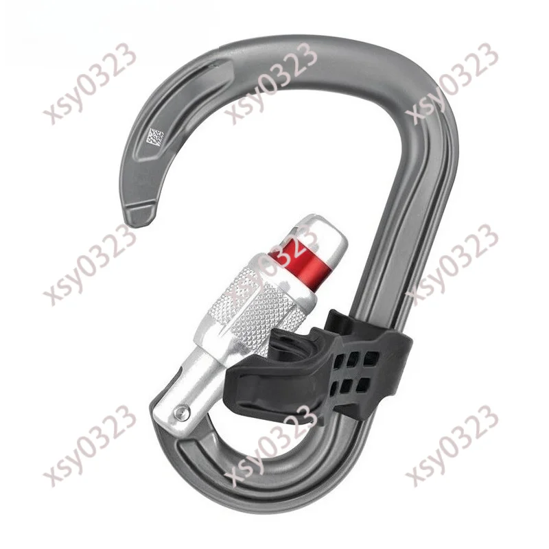 M038 Pear Shaped Carabiner, Anti-rotation Lightweight Black Lock Hook for Climbing Mountaineering