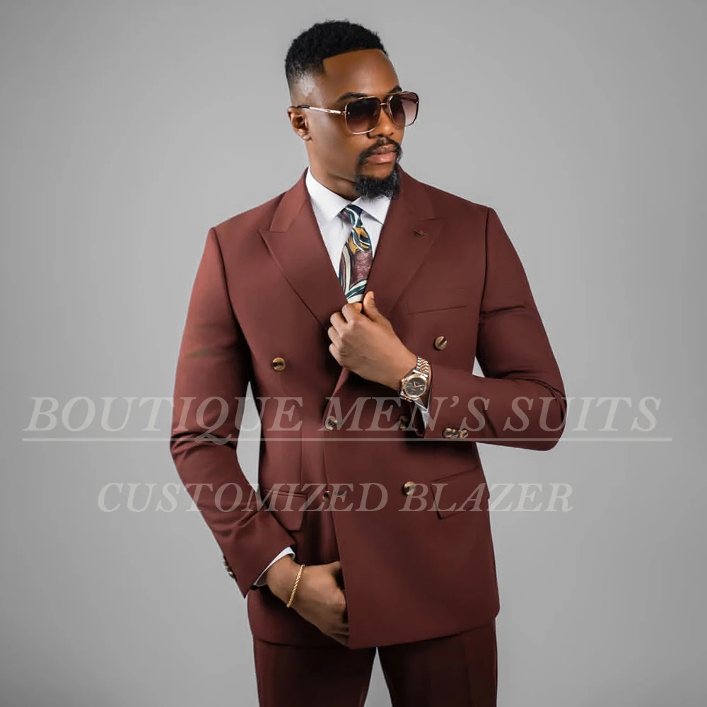 

Формальные мужские костюмы из двух предметов, элегантные свадебные двубортные костюмы с острым лацканом, облегающая мужская одежда, роскошные полные комплекты, костюм Homme