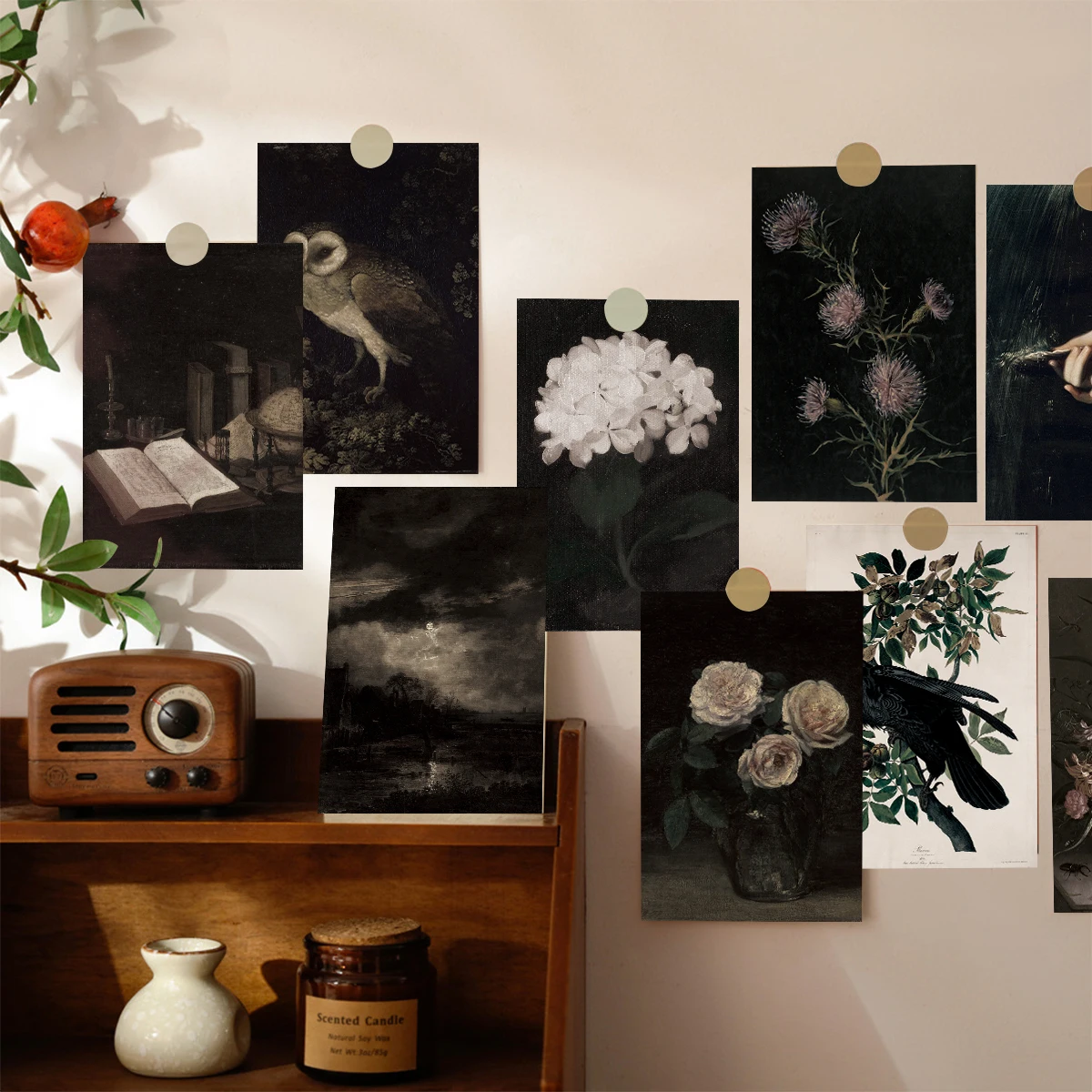 50pcs/pack Dark Academia Vintage Wall Collage Kit Animal Flower Figure Postcard Wall Room Decoration Aesthetic Photo Collage Kit