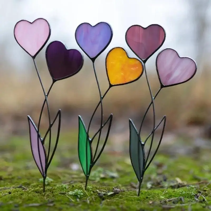 Acrylic Heart Shaped Flower Simple Fashion Exquisite Tabletop Ornament C5AD