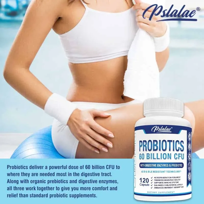 Probiotics, Digestive Health Capsules, Support Occasional Diarrhea, Gas and Bloating, Gluten and Soy Free, 120 Servings