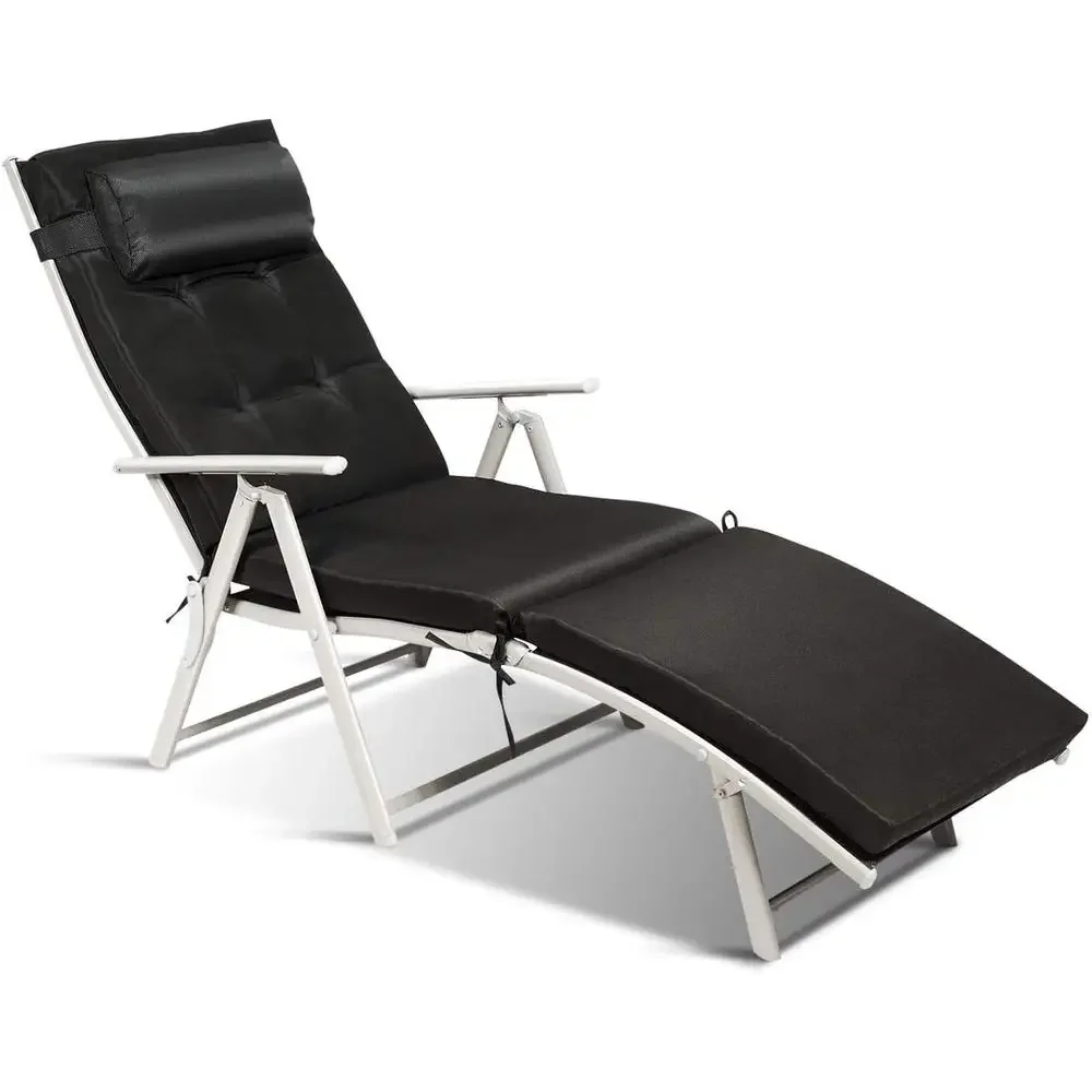 Portable Outdoor Reclining Chaise Lounge Chair with 7 Adjustable Positions, Lightweight Recliner for Patio, Beach, or Poolside w