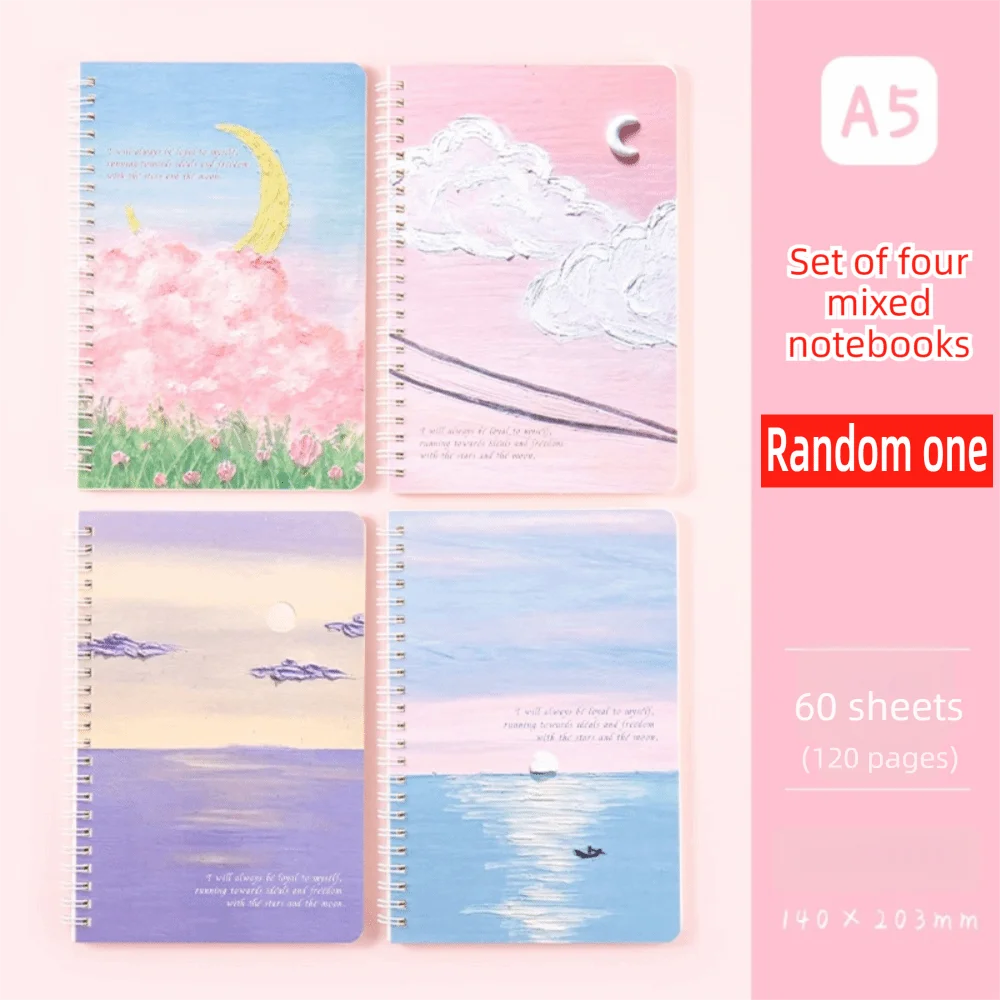 Portable Oil Painting Coil Notebook A5 INS Lined Notebook Notepad School Office Supplies