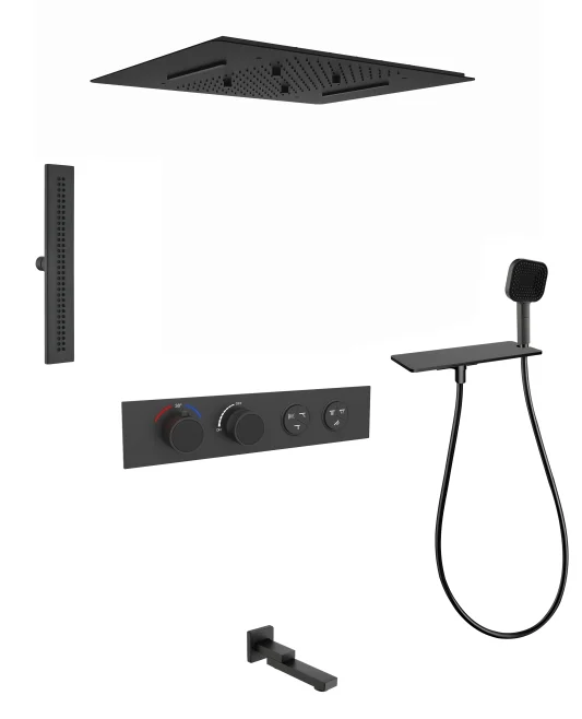 Латунная скрытая 6-функциональная насадка для душа с постоянной температурой, настенный тип, водопад, тропический лес, набор насадок для душа