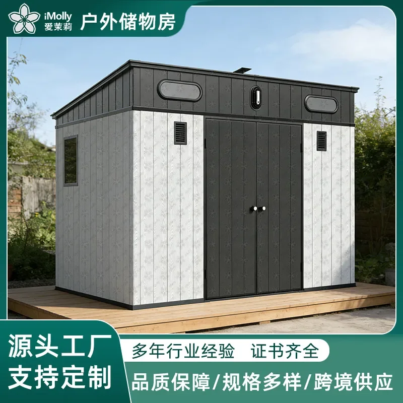 for Home Garden Plastic Storage Shed Outdoor Tool House Movable Utility Room Backyard Organizer Assembly Kit for Garage Patio