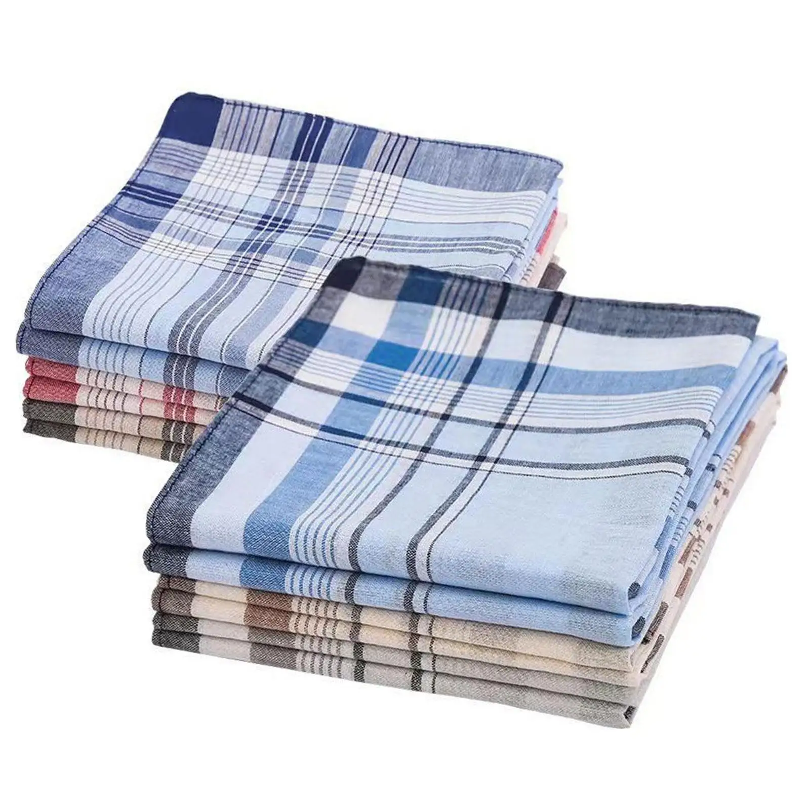 Mens Cotton Plaid Hankies Soft Pocket Square Handkerchief for Suit Wedding Groom