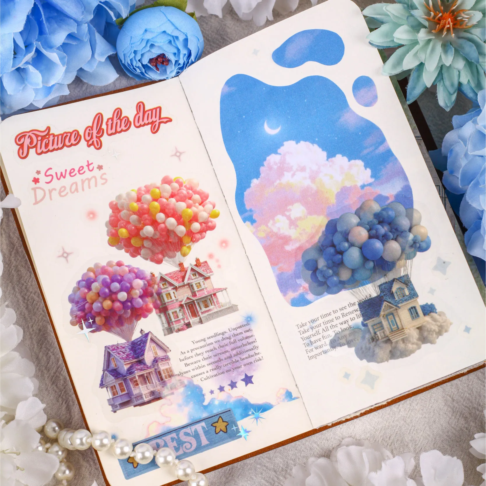 16pcs/lot Kawaii Stationery Stickers Flying house Junk Journal Paper sticker Planner Decorative