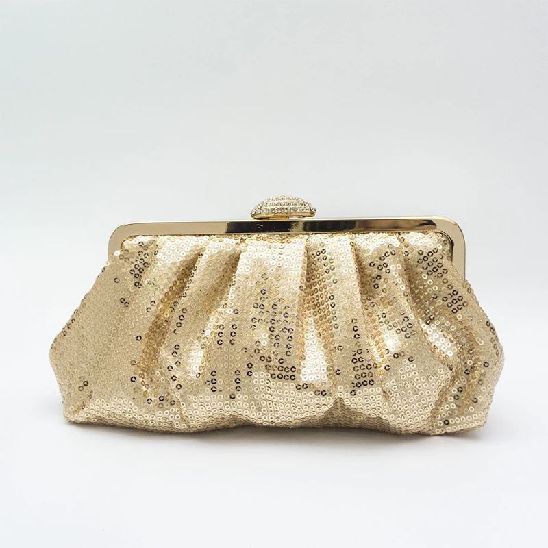 

Luxury Designer Handbag Women Evening Bag Lady Purse for Wedding Fashion Pleated Chain Multicolor Sequins Clutch Bag