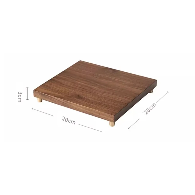 Black walnut base 200x200x30MM non-slip brass feet craft ornaments square solid wood base