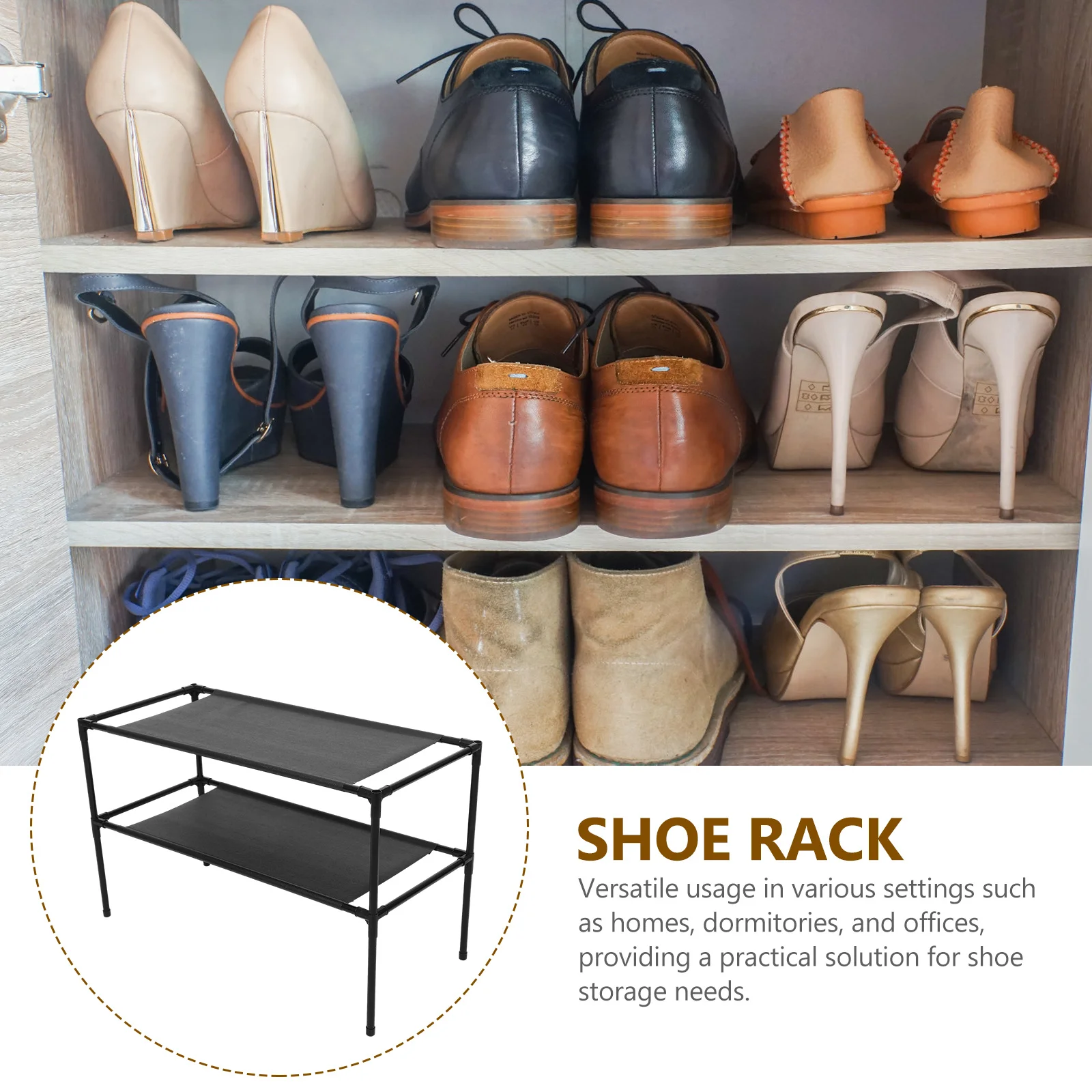 

Stainless Steel Shoe Storage Rack Space-Saving Organizer for Home Entryway Dormitory Shoes Holder Shelf Shoe Rack