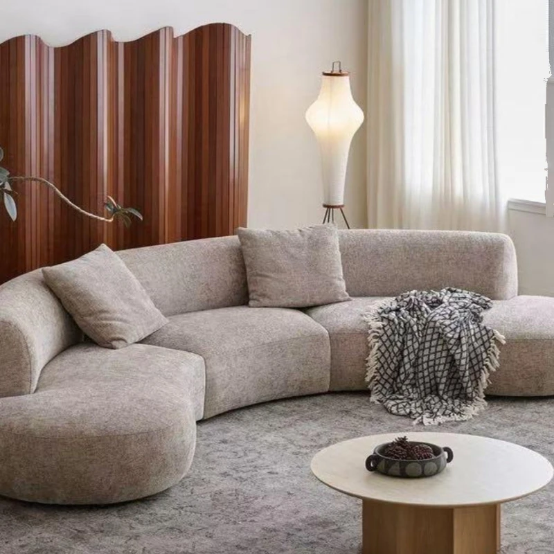 

Curved Module Combination Sofa Large Flat Floor Villa Fabric Sofa