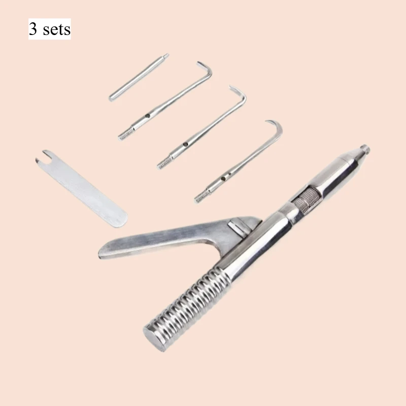 

3 Sets Dentistry Automatic Singlehanded Crown Remover Gun Stainless Steel Dental Surgical Instrument Tools
