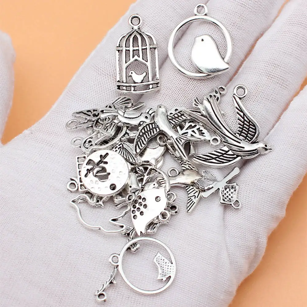 Vintage Bird Butterfly Mixed Set Charms Pendant Girl Jewellery Bulk Cheap Cute Stuff