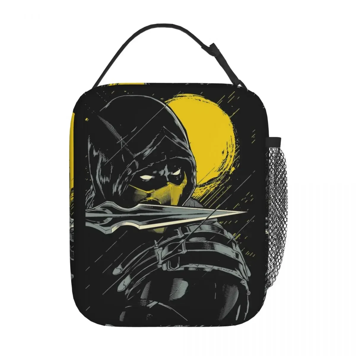 Mortal Kombat Scorpion Serieuze Ninja Geïsoleerde Lunchzakken Hoge Capaciteit Lunchcontainer Koeltas Tote Lunchbox Bento Buidel