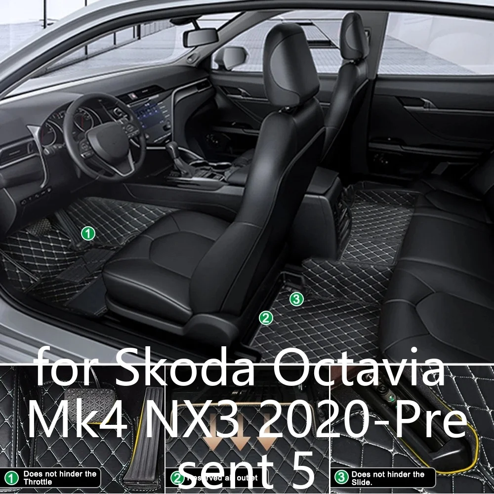 Maßgefertigte 3D-TPE-Autofußmatten für Skoda Octavia Mk4 NX3 2020-heute, 5-Sitzer, Allwetter, wasserdicht, rutschfest, verschleißfest, leicht zu reinigen, Komplettset, Auto-Fußmatten, Zubehör zum