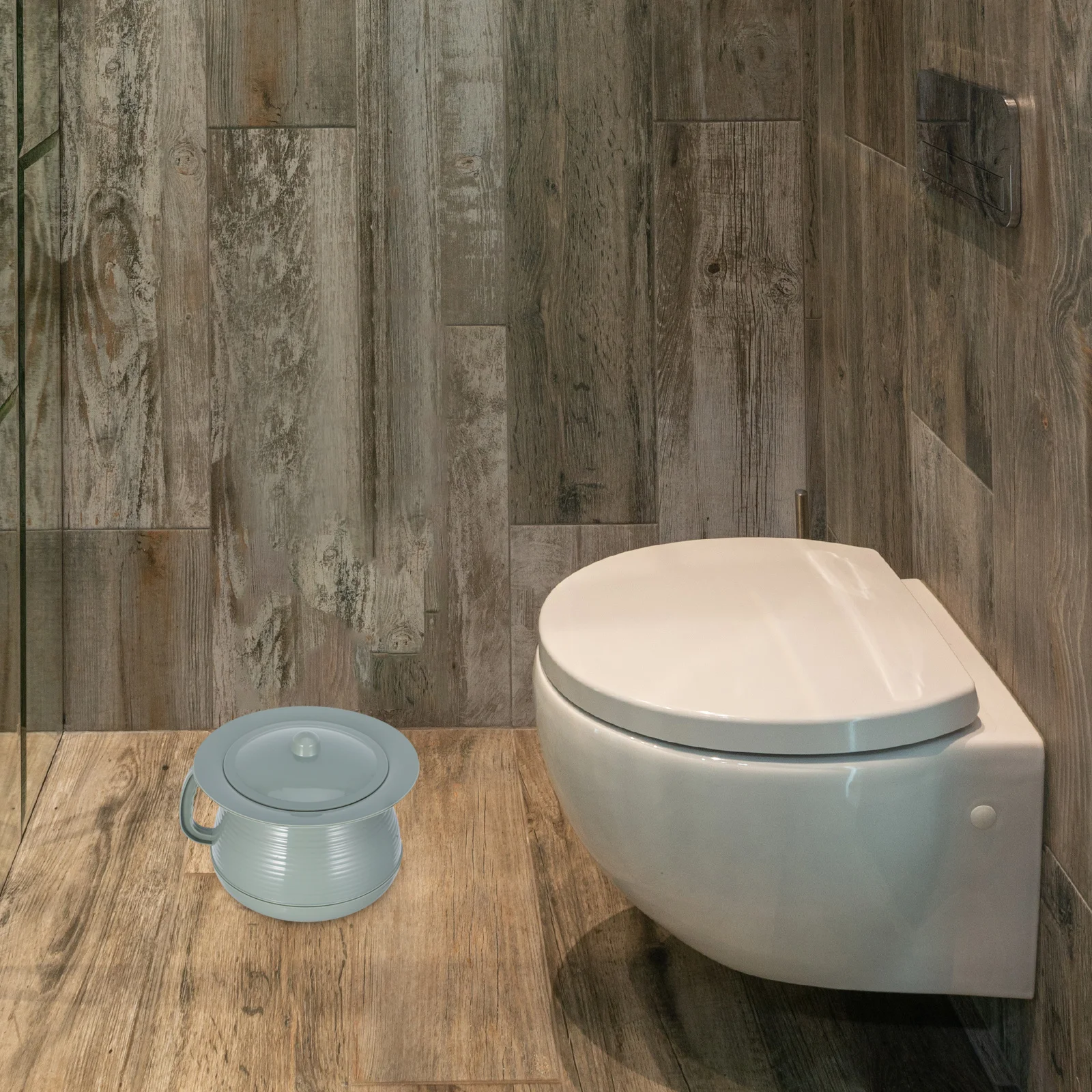 1 Set Chamber Pot Portable Urine Bucket For Home Camping Bedroom Durable Plastic Potty With Handle Lid Smooth Edges Easy Clean