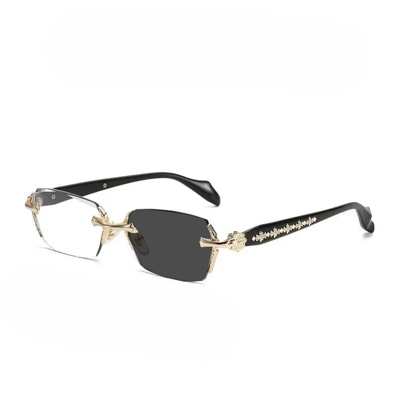 Rahmenlose Brille für Damen und Herren, Anti-Strahlung, photochrome Mode-Legierung, Übergangsbrille – Detail 6