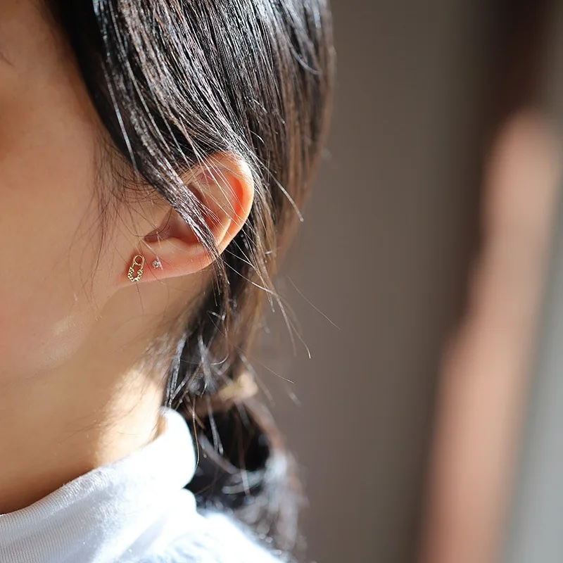 925 Sterling Silver Electroplated 14K Gold Geometric Paper Clip Earrings for Women Temperamen Jewelry Accessories