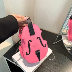 Moda creativa violino femminile borsa a tracolla in pelle PU a forma di violino piccoli zaini per le donne borsa a tracolla filo per cucire 2024