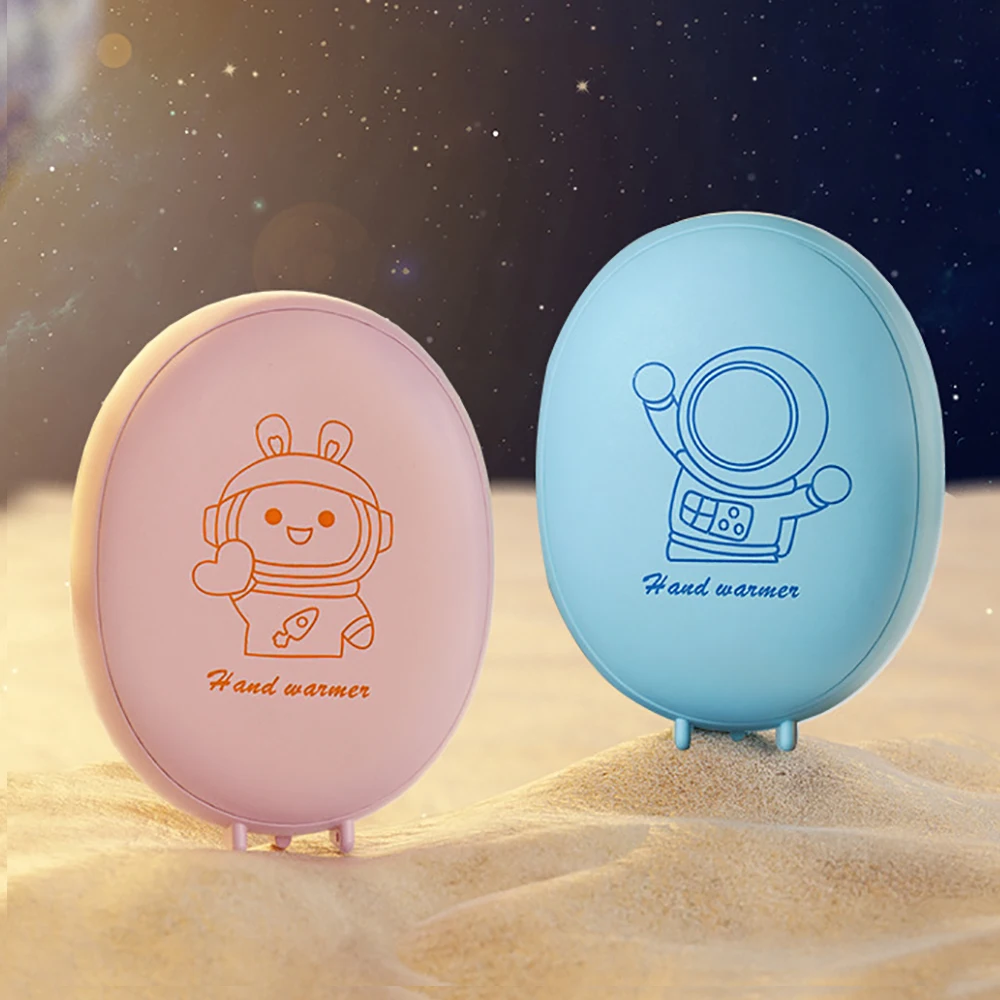 USB Rechargeable Hand Warmer Portable RGB Light Heating Pad USB Cute Spaceman Warmer Reusable Electric Hand Warmer For Camping