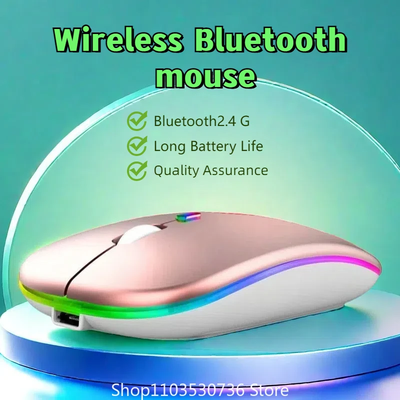 For XIAOMI Bluetooth Mouse Rechargeable Dual Mode DPI Adjustable Silent Wireless Mouse Ergonomic LED Keyboard Household Office