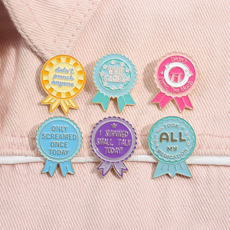 Mental Health Enamel Pin ADHD Autism Awareness Self-care Social Anxiety Award Medal Brooch Lapel Badge Jewelry Gifts For Friends