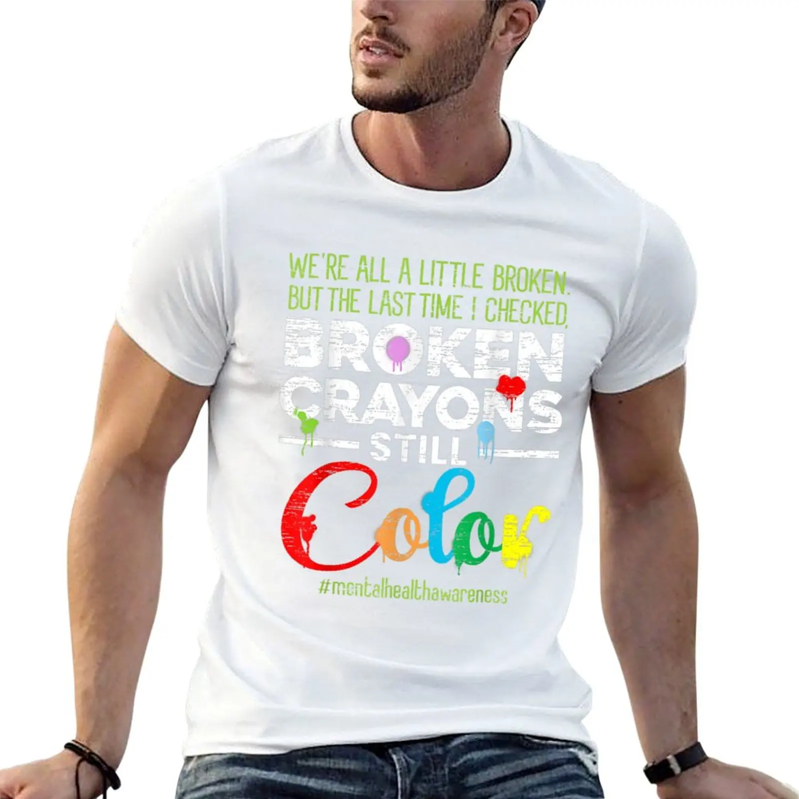 Broken Crayons Still Color Mental Health Awareness T-Shirt Lightweight Cooling Short Sleeve Tee