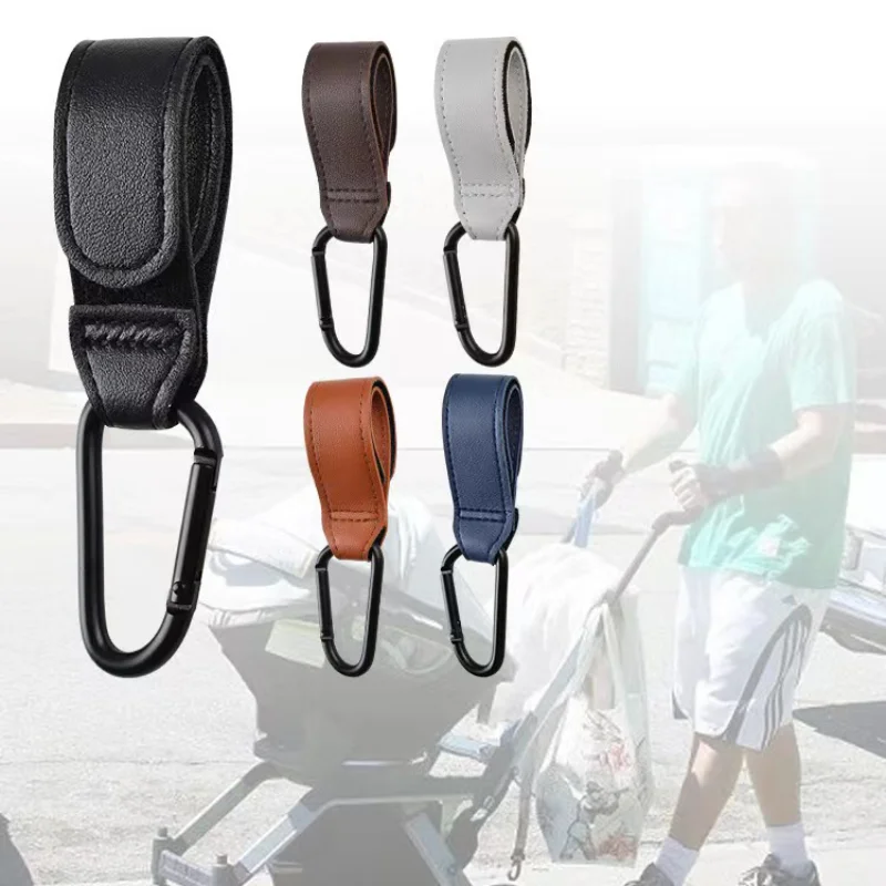 1PCS Baby Stroller Hook PU Leather Adjustable Pram Hook Cart Organizer Diaper Bag Hanger Children Boy Girl Travel Accessories