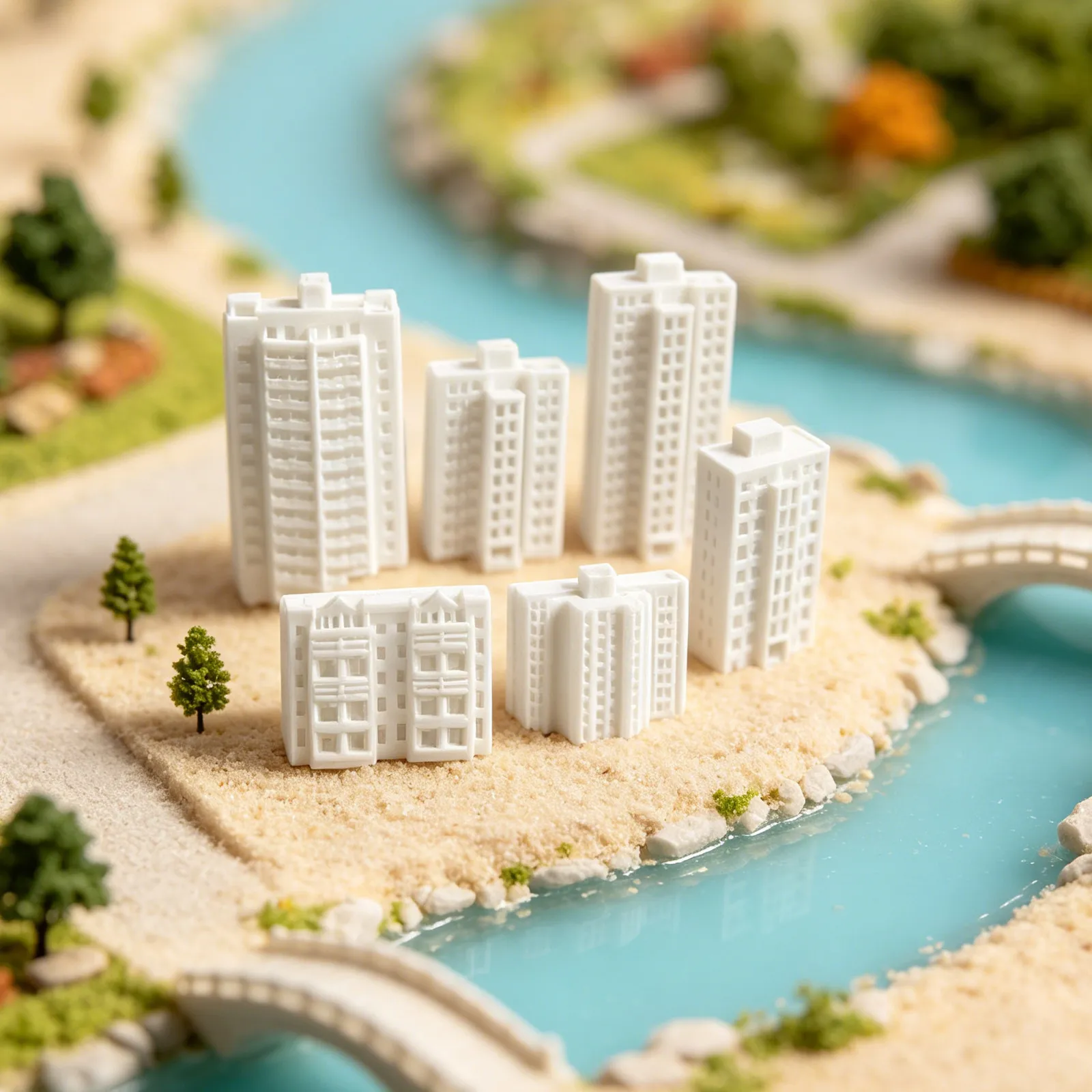 5Pcs Miniature Building 1 500 Scale Unpainted Modern City Houses for DIY Architecture Decorations Sand Table Diorama Micro view 6