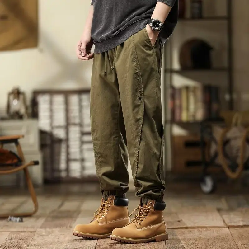 

Spring and Autumn Loose Cotton Men's Cargo Pants Fashion High Quality Y2k Vintage Harajuku Korean Style Cheap Long Male Trousers