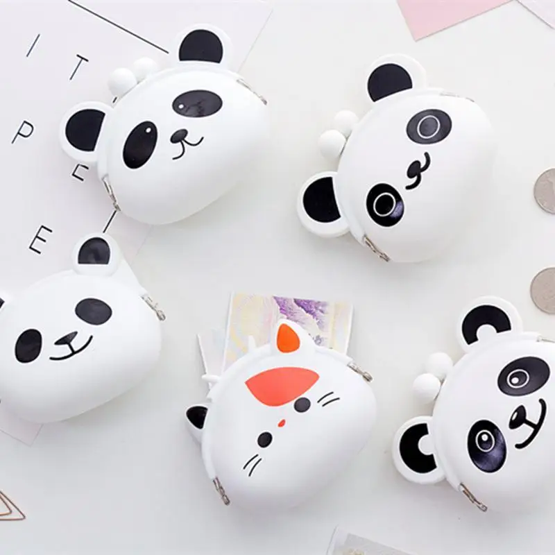 Lovely Women New Coin Bag Silicone Storage Animal Panda Cat Bear Mini Pouch Coin Bag Change Wallet Purse Hasp New Design Wallets