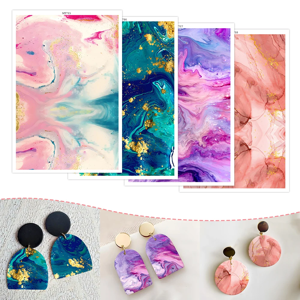 Mystery Galactic Abstract Pattern Soft Ceramic Earrings Water Soluble Disposable Stickers For DIY Jewelry Making Decal 2025