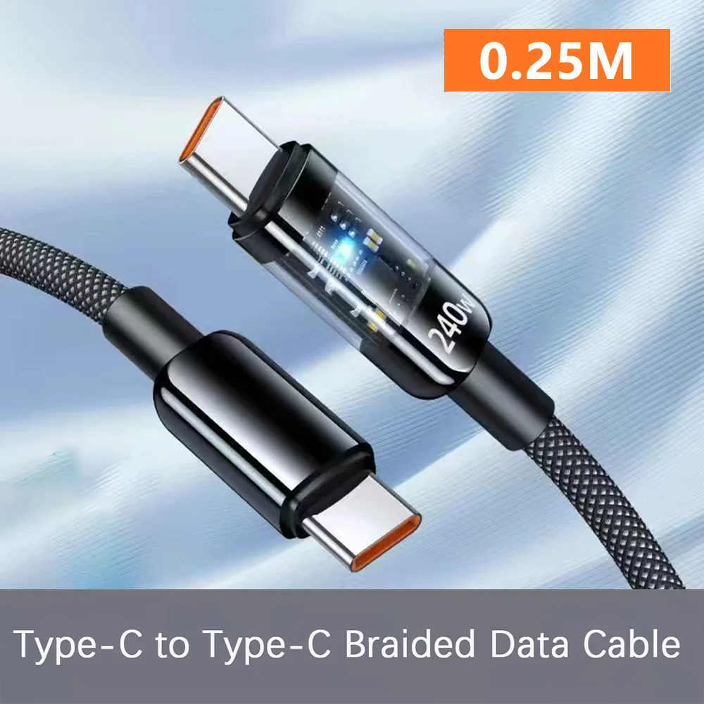 NNBILI 240W Nylon USB A naar Type C Supersnelle Oplaadkabel voor Samsung S26 Huawei USB C naar Type C voor iPhone 17 16 Oplaadkabel