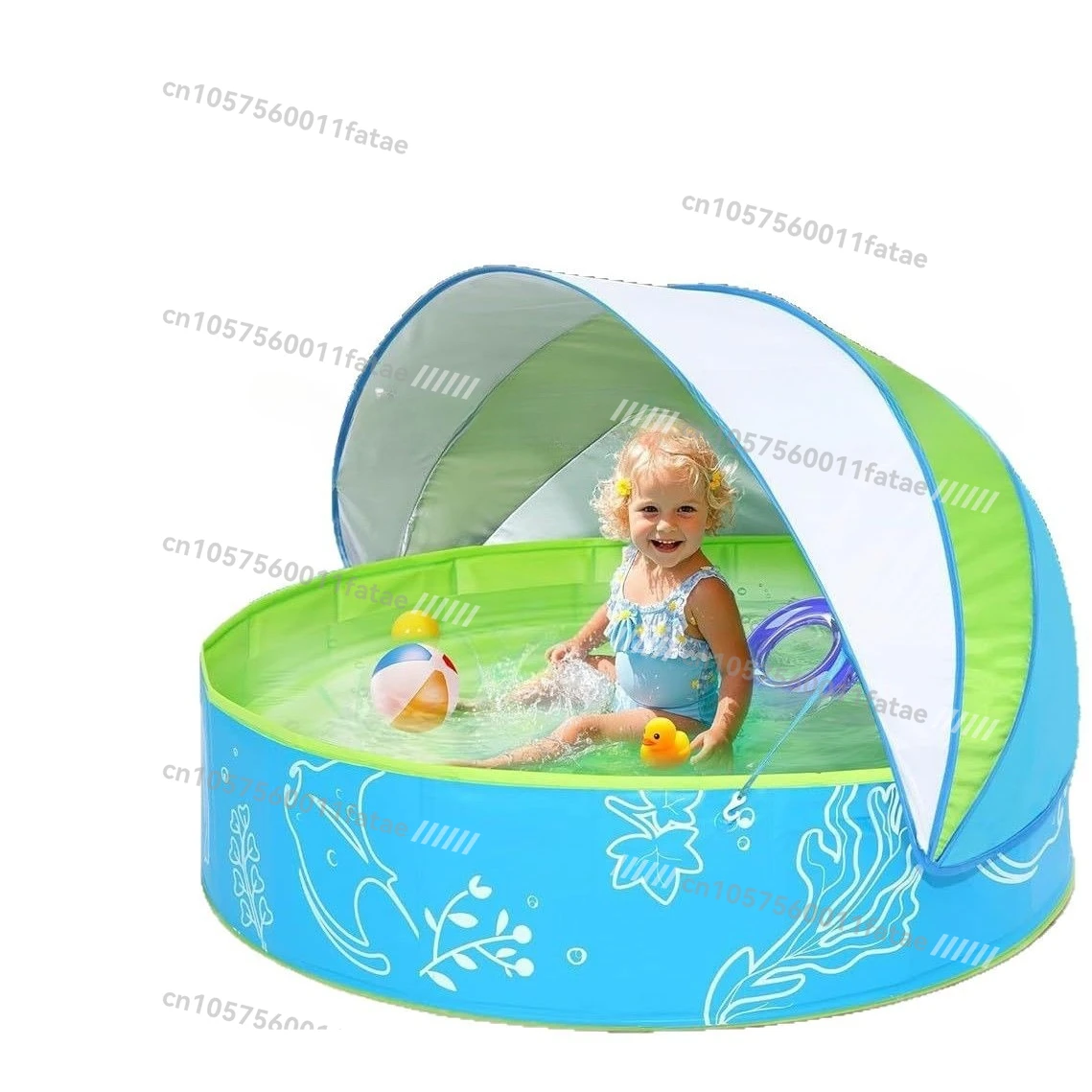 

PVC Foldable Outdoor Dog Cleaning Pool with Awning Pool Adjustable Sunscreen Shading Pet Pool