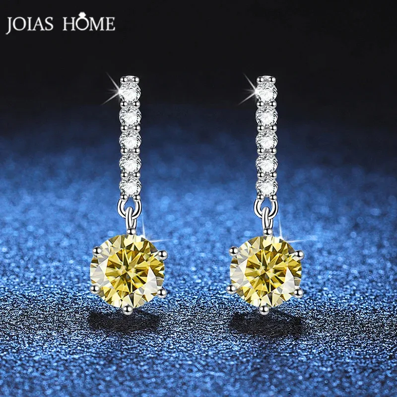 JoiasHome Fashion Sterling Silver S9251ct D-Color Moissanite Round Gemstone Pendant Earrings Women's Party Classic