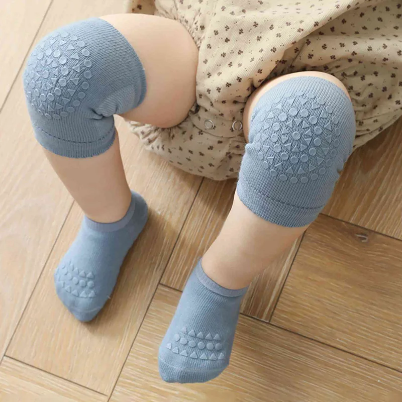 Baby Crawling Knee Pads Socks Set Spring Autumn Infant Floor Anti Slip Sock Knee Protector for Girl Boy Solid Color Toddler Item