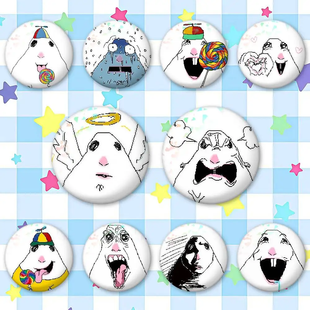 Creative Funny Hamster Meme Laser Badge Pins Handmade Brooches for Backpack Gifts Bag Decor Fans Collect