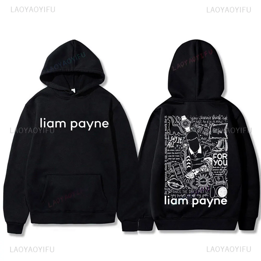 Limted Liam Payne Unisex Hoodies Vintage Hip Hop Pink Harajuku Sweatshirt Fashion Long Sleeve Casual Drop Shoulder Sweatshirt