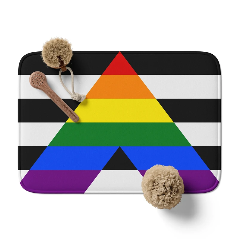 Aertemisi Straight Ally Pride Flag Rainbow LGBT LGBT Bath Mat with Non Slip Base Absorbent Super Cozy Flannel Floor Rug Carpet