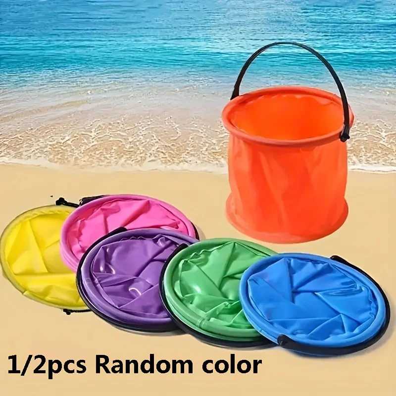 

Mini Folding Beach Bucket - Perfect for beach and water games，Durable PVC，，Random Color