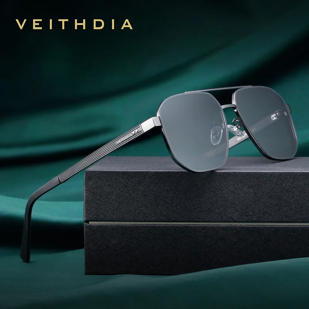 VEITHDIA ماركة نظارات الموضة مربع الاستقطاب UV400 في الهواء الطلق القيادة الرياضة خمر النظارات مناسبة للرجال والنساء FA8280