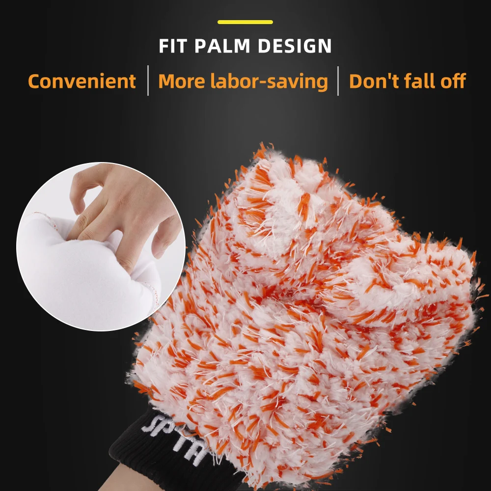 (Bulk Sale)SPTA Car Wash Mitt,Microfiber Washing Gloves,for Effective Washing,Machine Washable,Lint Free,Scratch Free