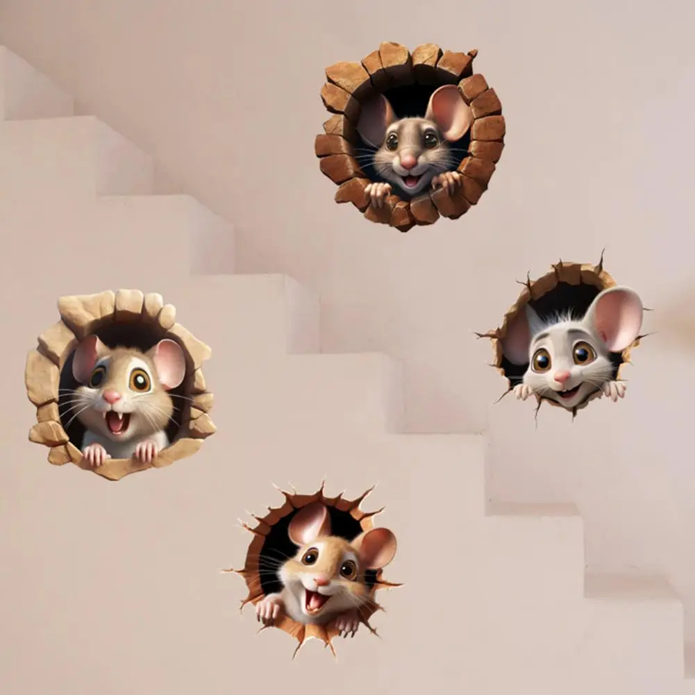 Nursery Wall Decal High-quality 3d Cartoon Mouse Cat Wall Stickers for Children's Room Decoration Removable Waterproof Pvc